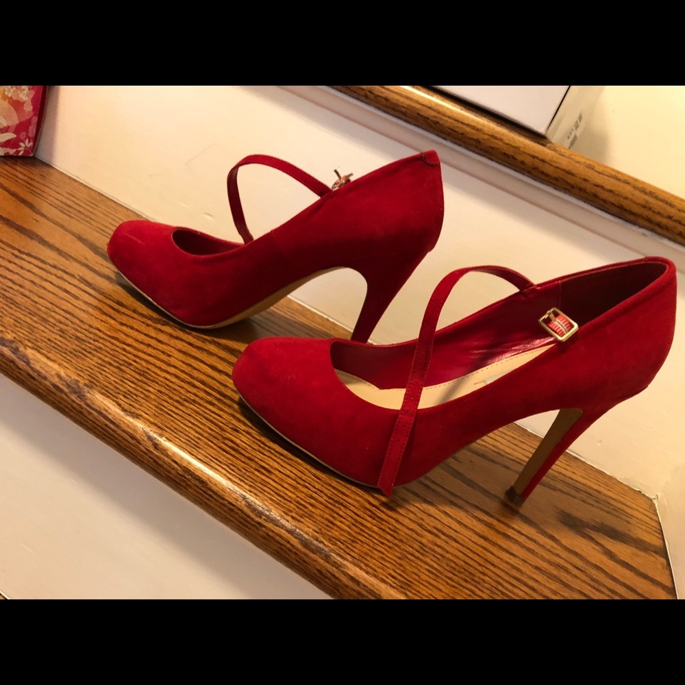 Steve Madden, red suede Mary Jane pumps size 6.5